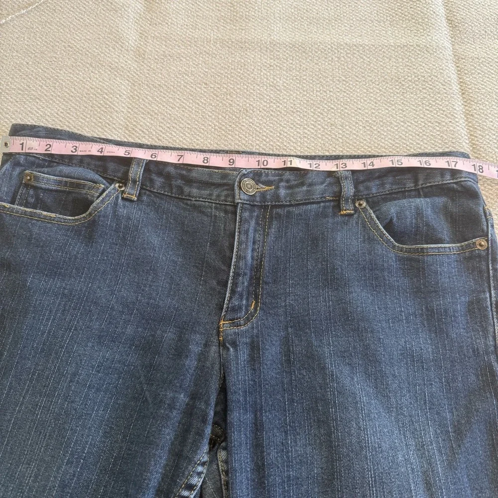Michael Kors‎ Womens Bootcut Stretch Jeans Dark Wash Embroidered Pockets Size 12
